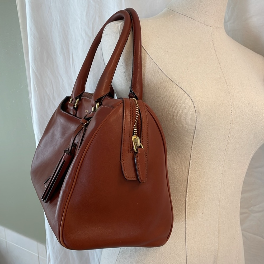 Coach Brown Leather Satchel with Tassel - Picture 2 of 16